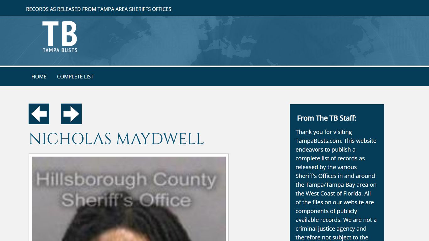 Nicholas Maydwell Records As Released In And Around Tampa Florida